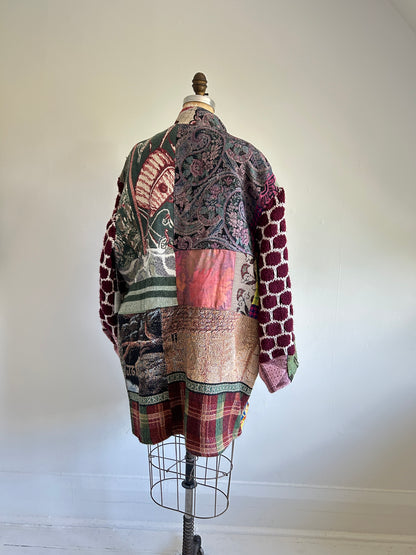 Vivianne Jacket with Upcycled Throw & Afghan Knit Blanket Patchwork Size 2X/3X #CVJT23X16