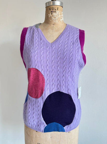 Abstract Art Patched Upcycled Cashmere Vest Size M/L #CAVML23