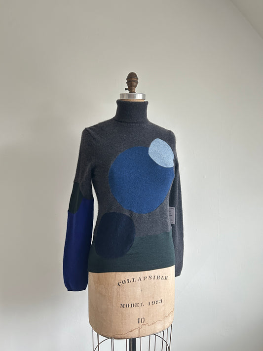 Abstract Art Patched Upcycled Cashmere & Silk Size XS/S #CASXSS34