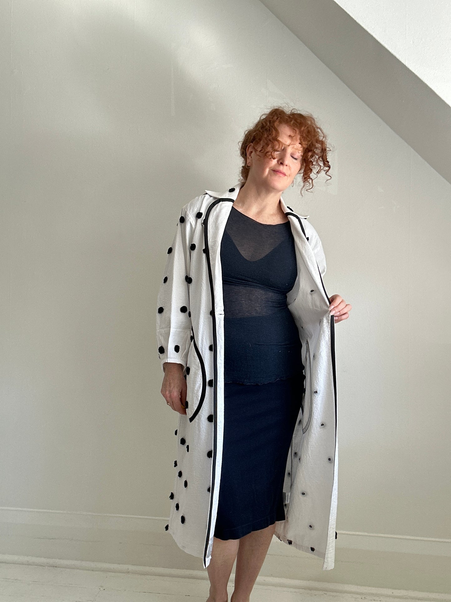 Trench with Upcycled Cotton & Pompom Duvet Cover  Size S/M #TRENCHSM13