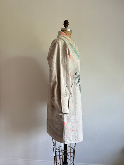 Billie Zip Up Jacket with Upcycled Painters Drop Cloths Size XS/S #BILLJXSS10
