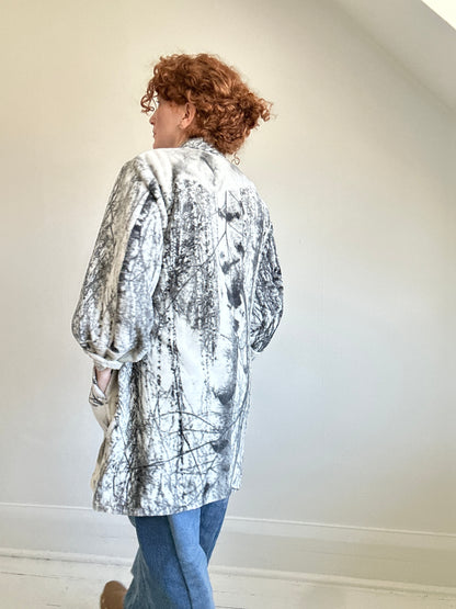 Vivianne Jacket with Upcycled Fleece Throw Blanket Wolf Theme Size M/L #CVJFML24