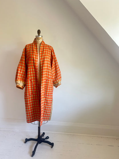 Vivianne Duster Jacket with Upcycled Vintage Deadstock Lightweight Wool & Vintage Drapery Size M/L #CVDWML10