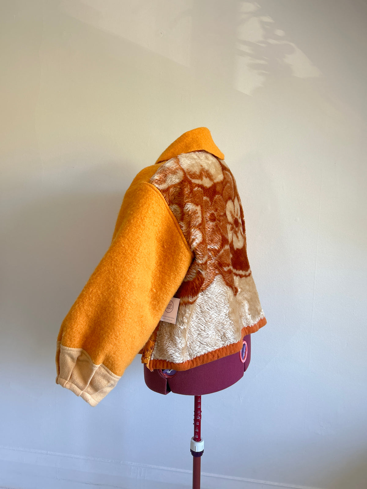 Vivianne Cropped Jacket with Upcycled Vintage Virgin Wool & Fleece Blankets Size 2X/3X #CVCW23X1