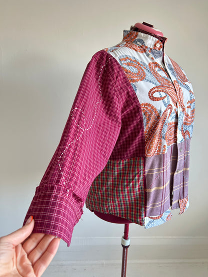 Reworked “Tuxedo Workwear” Buttondown Shirt with Handstitching 2X #TB23X7