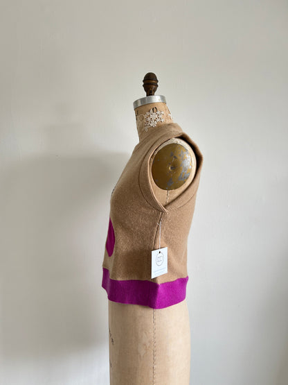 Abstract Art Patched Upcycled Cashmere Vest Size S/M #ARTV8