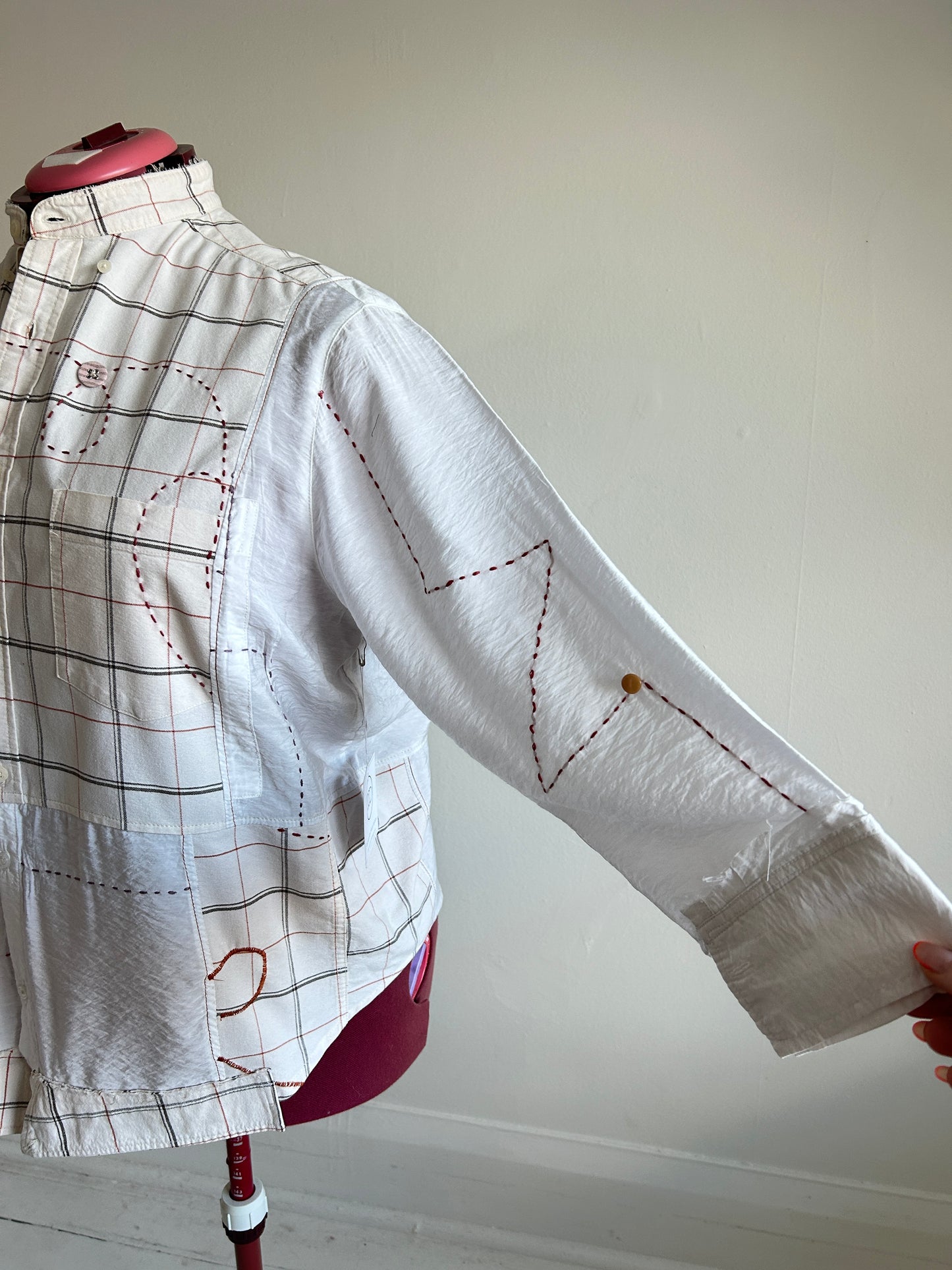 Reworked “Tuxedo Workwear” Buttondown Shirt with Handstitching 2X #TB23X8