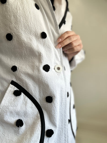Trench with Upcycled Cotton & Pompom Duvet Cover  Size S/M #TRENCHSM13