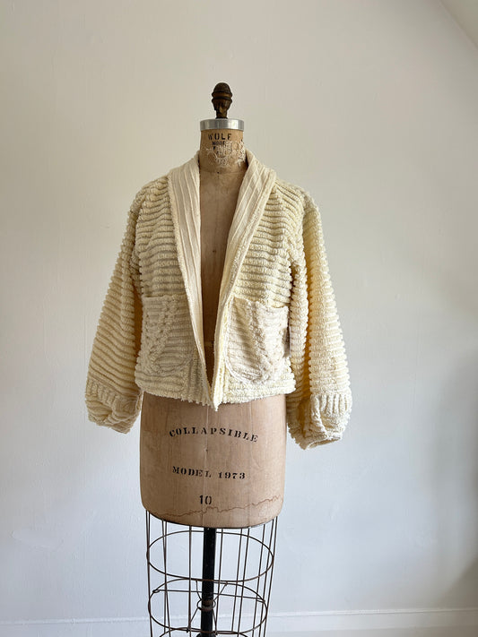 Vivianne Cropped Jacket with Upcycled Vintage Chenille Size S/M #VIVCH6