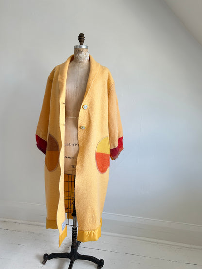Vivianne Duster with Upcycled Vintage Wool Blanket & Handmade Ceramic Buttons Size M/L #CVDWML51