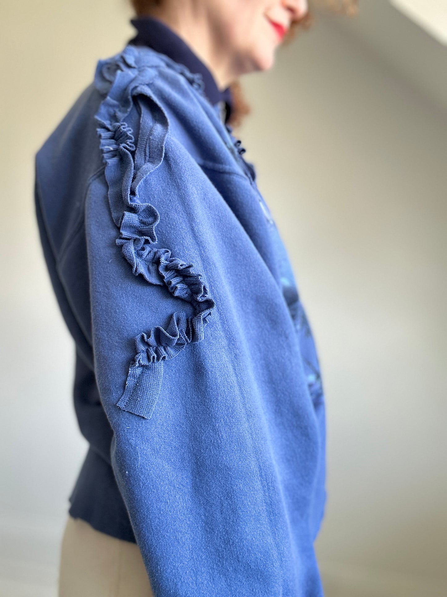 Ruffled Vintage Zip Up Sweatshirt M/L #SWML5
