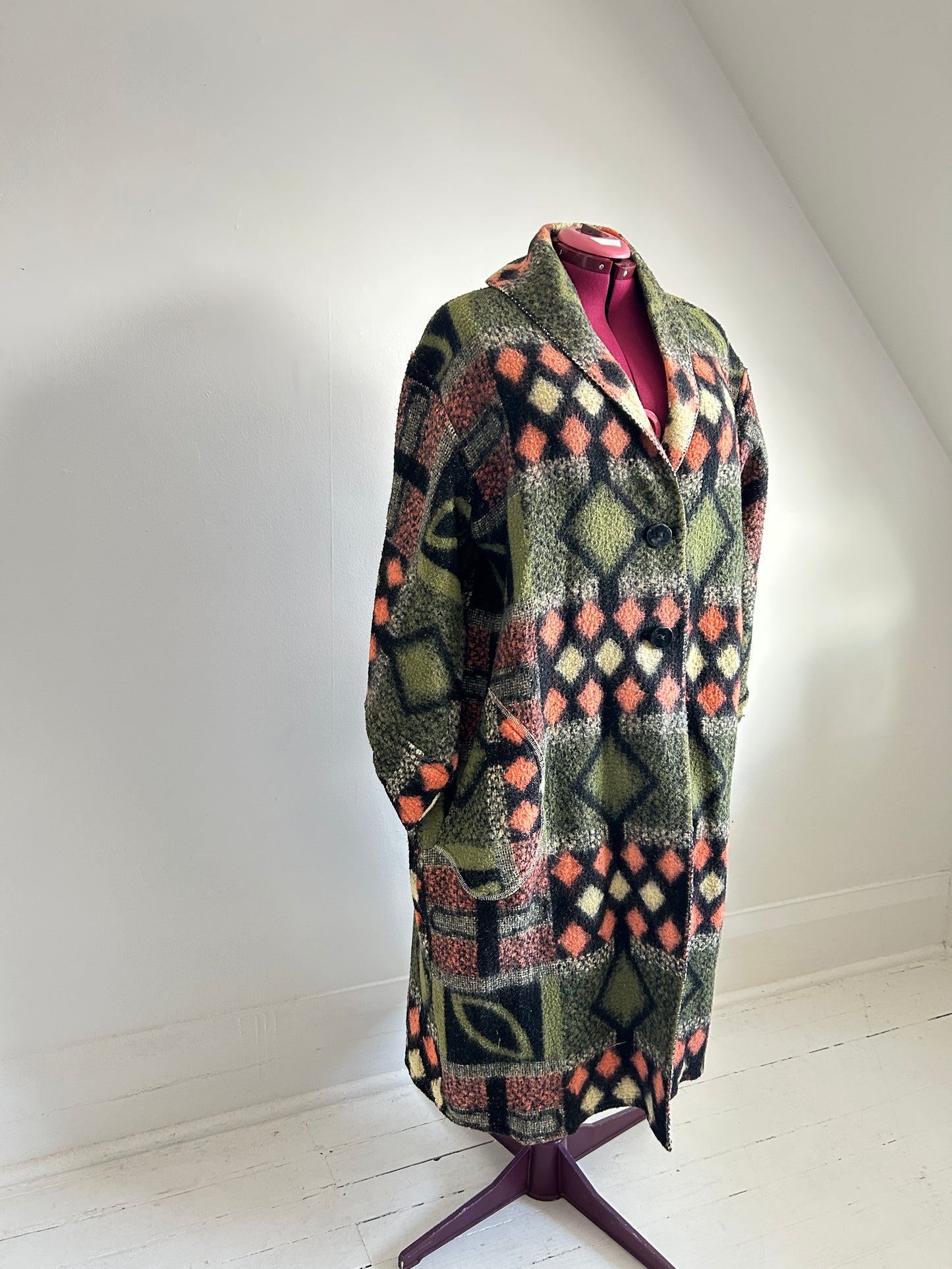 Vivianne Duster with Upcycled Vintage Blanket Size 2X/3X #CVDW23X55