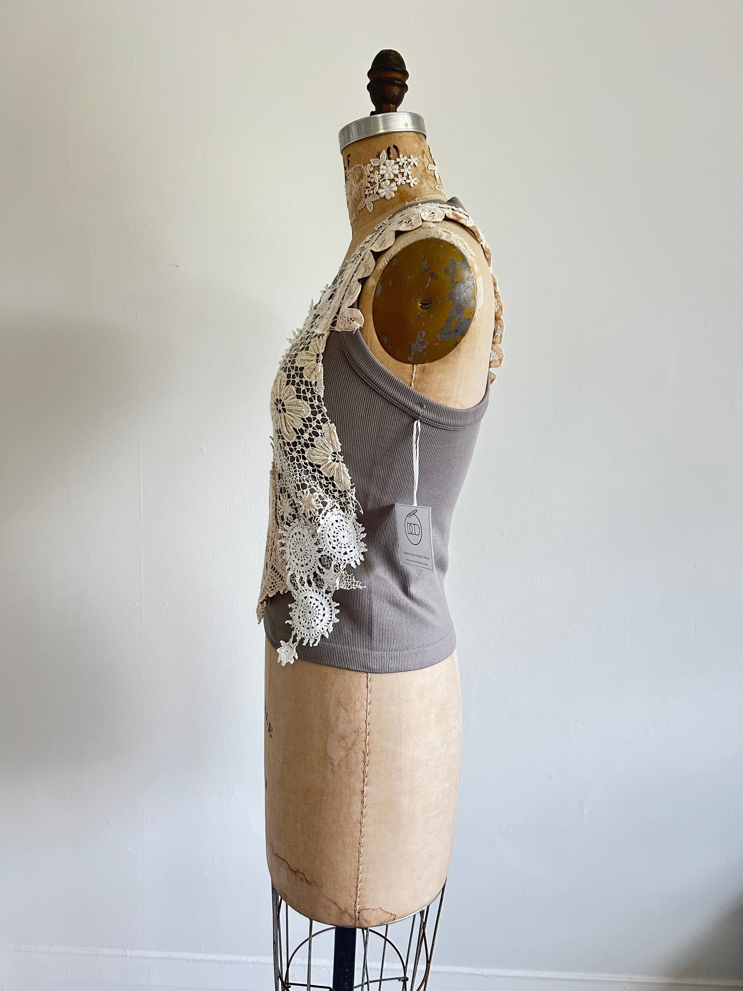 Upcycled Vintage Lace Tank  S/M #TANK2