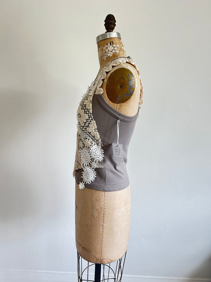 Upcycled Vintage Lace Tank  S/M #TANK2