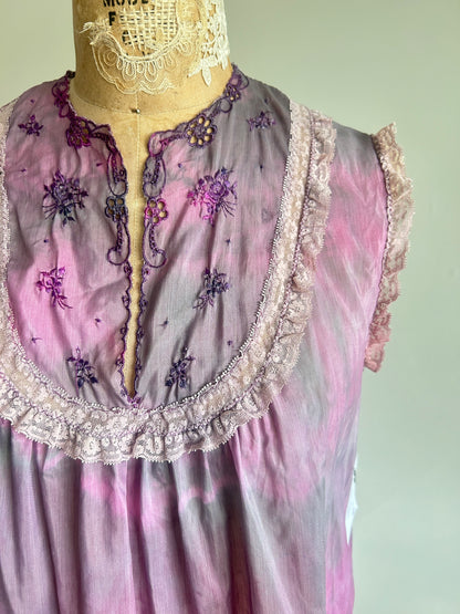 Hand Dyed Marbled Vintage Cropped Top Size L/XL #VIN5