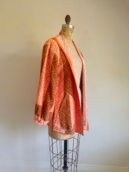 Vivianne Jacket with Upcycled Vintage Cotton Lightweight Throw Size S/M #CVBTXSS3