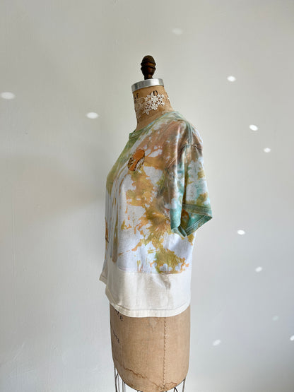Reworked Preloved Tie Dyed and Tiger Cropped Tshirt - Circle Series Size M/L #TSHIRT16
