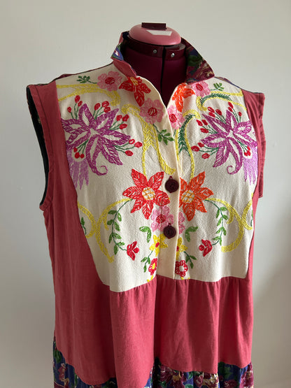 Carrie Dress - One of a Kind Vintage Cotton & Linen Textiles Size 2X/3X #CAR14
