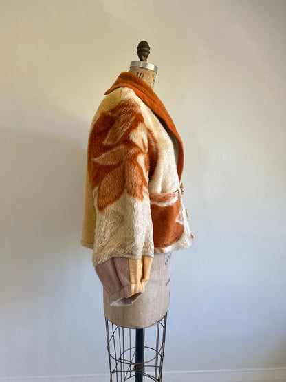 Vivianne Cropped Jacket with Upcycled Vintage Wool & Fleece Blankets Size M/L #CVCWML11