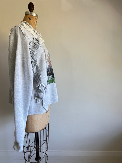 Ruffled Lace Vintage Moose Sweatshirt 2X/3X #SWR23X4