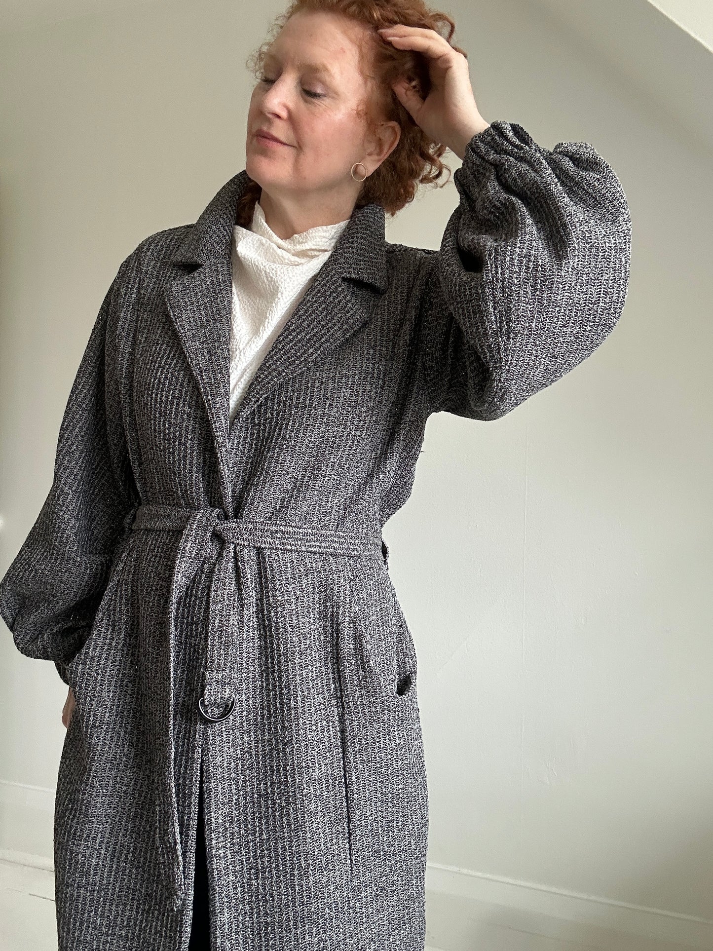 Edit Trench with Deadstock Charcoal & Silver Weave Sizes XS-2X #CTEB