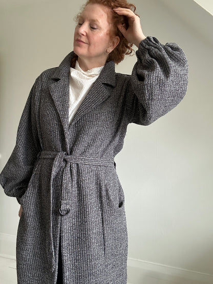 Edit Trench with Deadstock Charcoal & Silver Weave Sizes XS-2X #CTEB