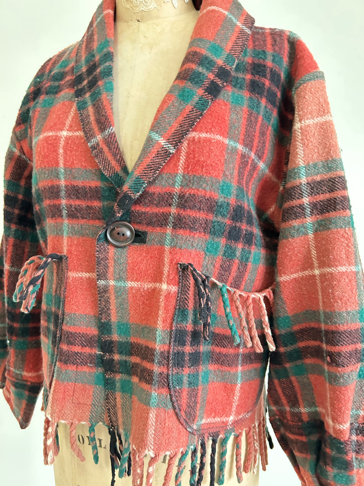 Vivianne Cropped Jacket with Upcycled Vintage Wool Size M/L #CVCWML46
