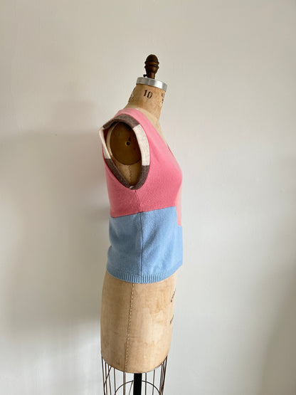 Abstract Art Patched Upcycled Cashmere Vest Size S/M #ARTV3