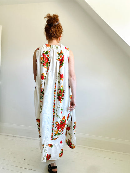 Marlowe Maxi Dress with Upcycled Vintage Linen Tablecloth O/S # MAR6