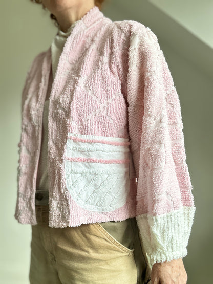 Vivianne Cropped Jacket with Upcycled Vintage Chenille Size M/L #CVCCHML100