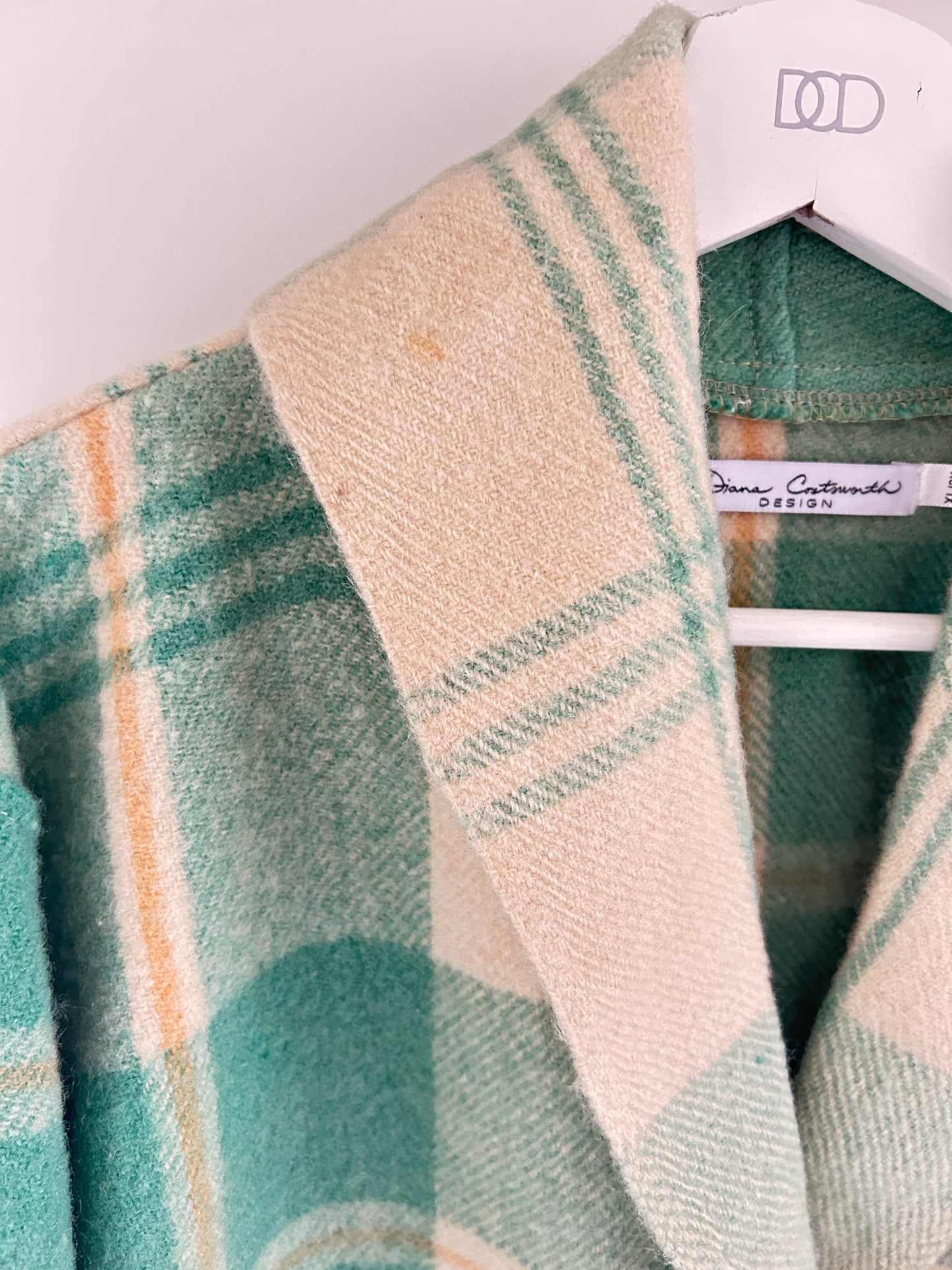 Vivianne Duster with Upcycled Vintage Wool Blanket & Handmade Ceramic Button Size XL/2X #CVDWX2X13