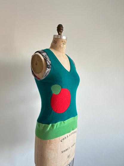 Abstract Art Patched Upcycled Cashmere Vest Size XS/S #CAVXXS26