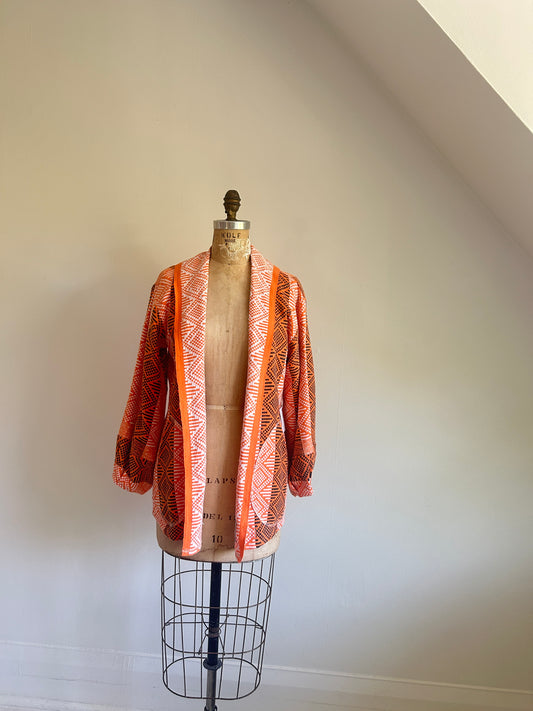 Vivianne Jacket with Upcycled Vintage Cotton Lightweight Throw Size S/M #CVBTXSS3