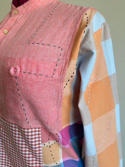 Reworked “Tuxedo Workwear” Buttondown Shirt with Handstitching XL/2X #TB23X10