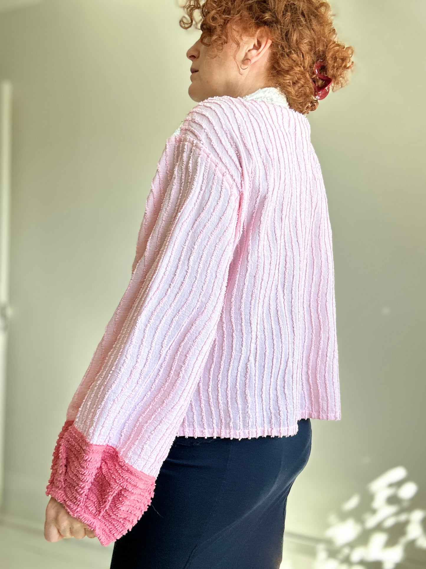 Vivianne Cropped Jacket with Upcycled Vintage Chenille Size 2X/3X #VIVCH18