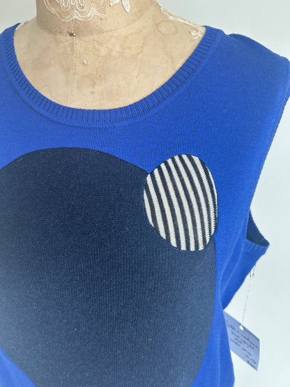 Abstract Art Patched Upcycled Silk, Cotton & Cashmere Vest Size XL/2X #CAVX2X28