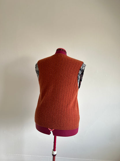 Abstract Art Patched Upcycled Cashmere Vest Size 2X/3X #CAV23X30