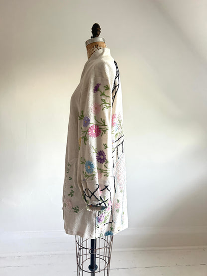 Vivianne Upcycled Vintage Linen Embroidered Jacket Size S/M #CVJCOSM2