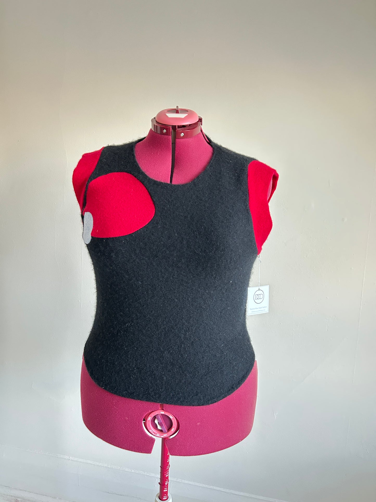 Abstract Art Patched Upcycled Cashmere Vest Size L/XL #CAVLXL24