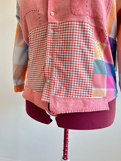 Reworked “Tuxedo Workwear” Buttondown Shirt with Handstitching XL/2X #TB23X10