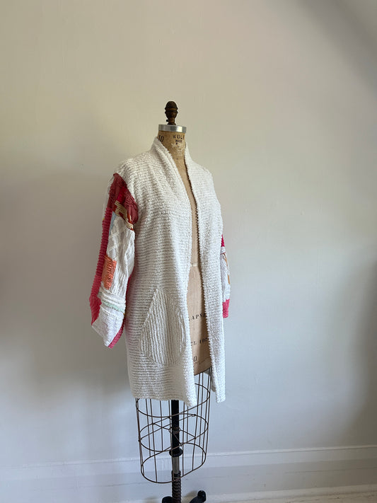 Vivianne Jacket with Vintage Chenille Patchworked Sleeves Size S/M #VIVCH12