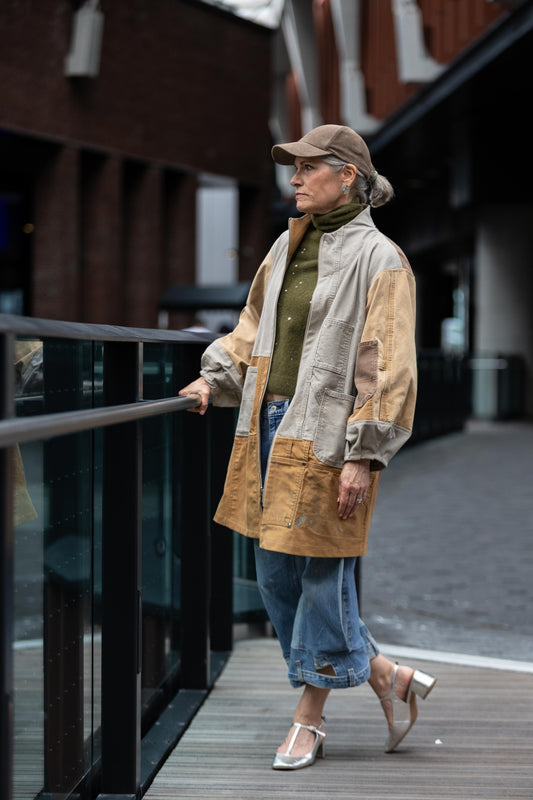 Billie Zip Up Jacket with Upcycled  Carhartt & Dickie Vintage Workwear Trousers  Size XL/2X #BILLJCARX2X3