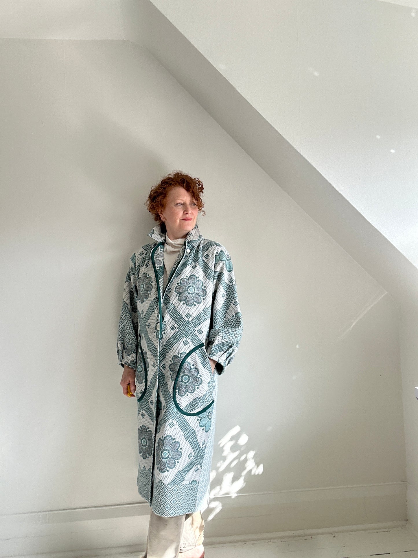 Trench with Vintage Throw Blankets Size M/L #TRENCHML108