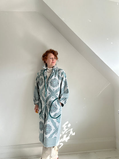 Trench with Vintage Throw Blankets Size M/L #TRENCHML108