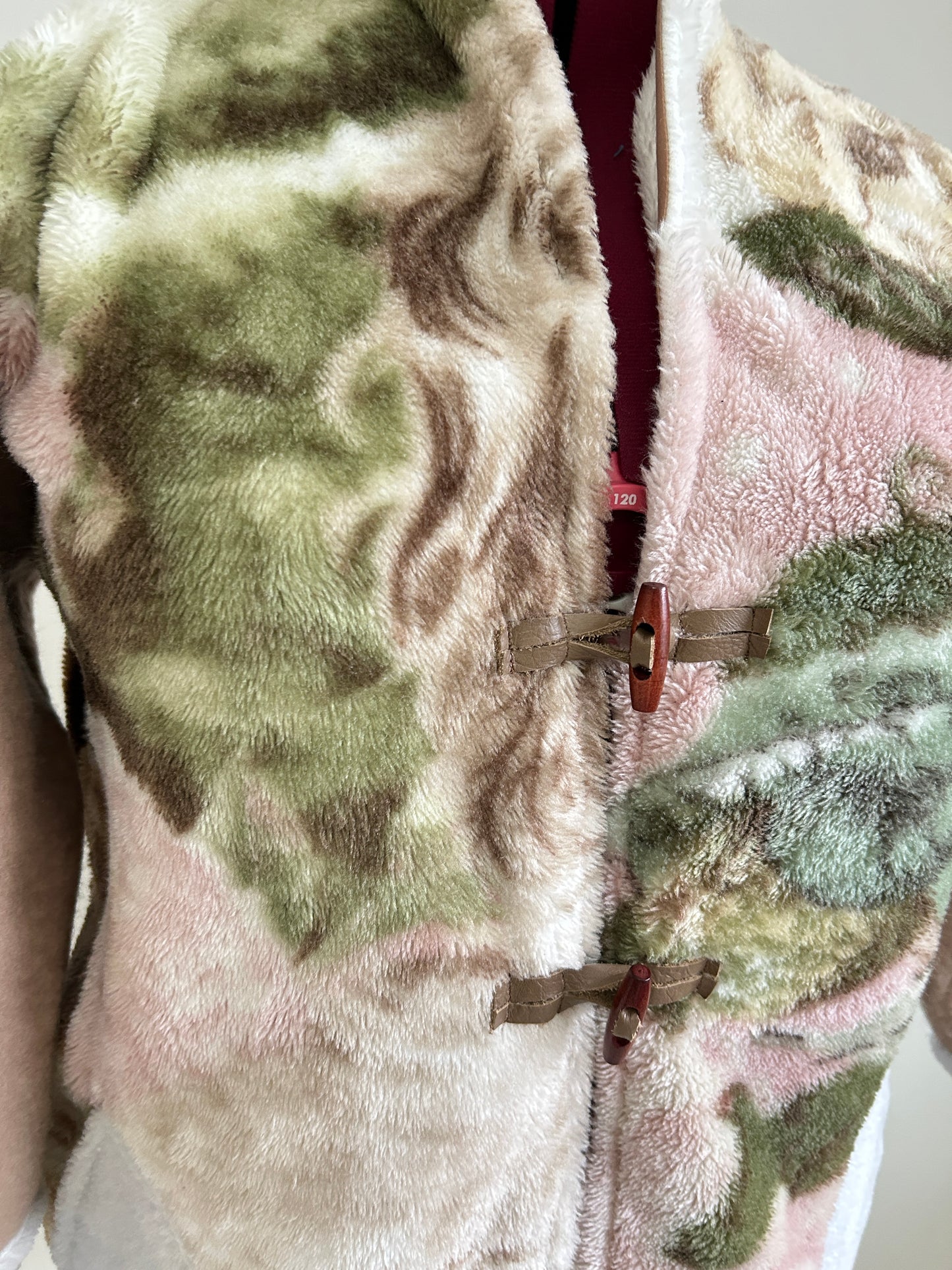 Vivianne Jacket with Upcycled Vintage & Fleece Wool Blanket & Leather & Wooden Toggles Dog Theme Size XL/2X #CVJFX2X7