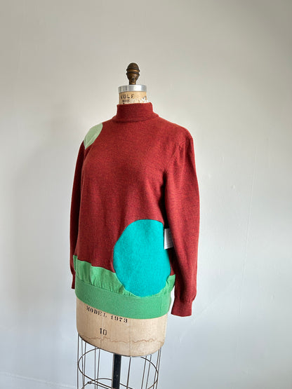 Abstract Art Patched Upcycled Cashmere Sweater XL/2X #CASX2X14
