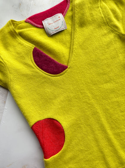 Abstract Art Patched Upcycled Cashmere  Size XS #ART1