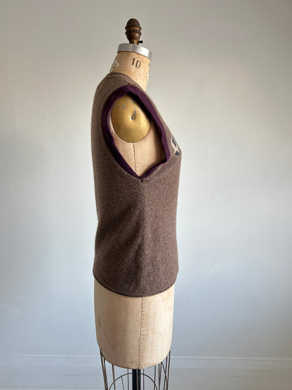 Abstract Art Patched Upcycled Cashmere Vest Size S/M #CAVSM25