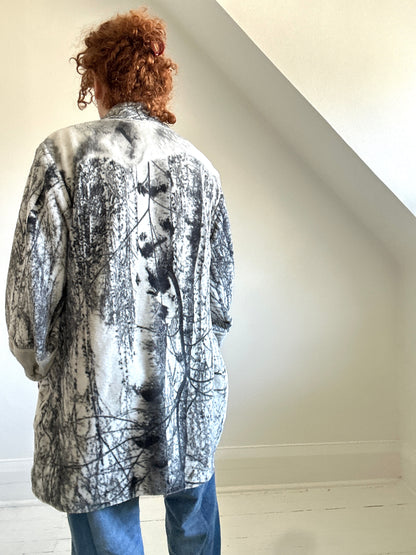 Vivianne Jacket with Upcycled Fleece Throw Blanket Wolf Theme Size M/L #CVJFML24