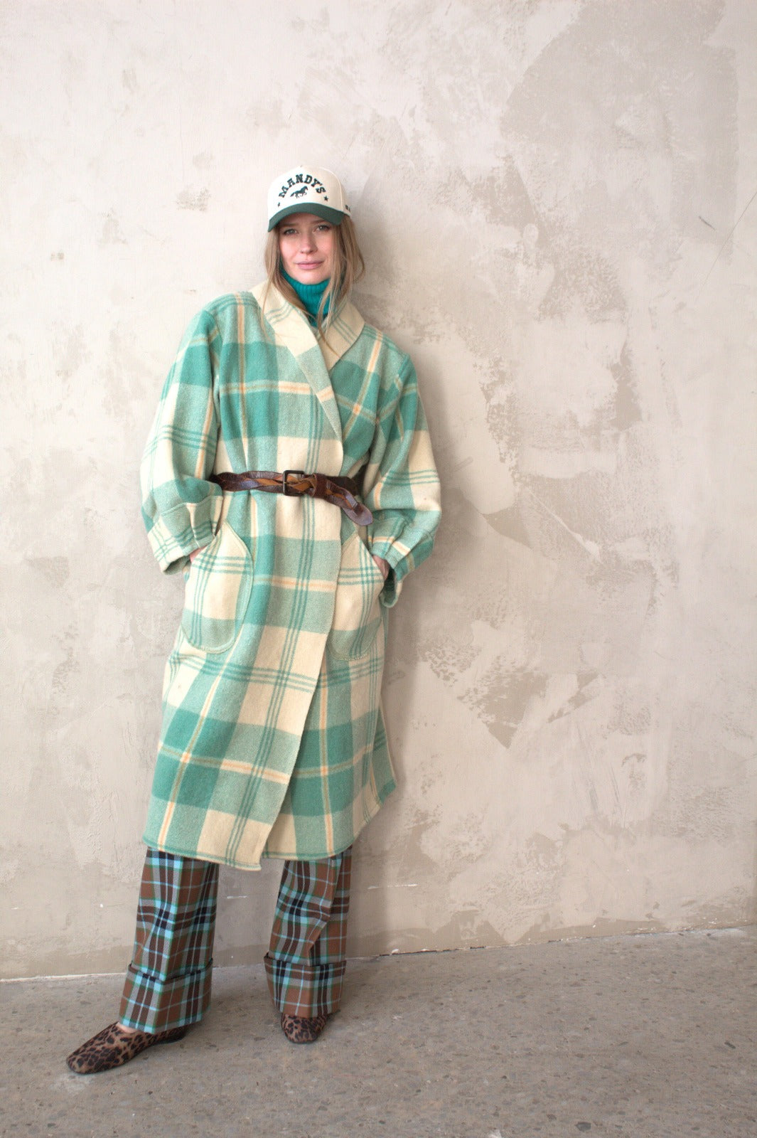 Vivianne Duster with Upcycled Vintage Wool Blanket & Handmade Ceramic Button Size XL/2X #CVDWX2X13
